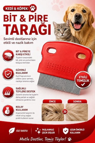 Jasper Kedi Köpek Bit Pire Tarağı İnce Dişli Metal Tarak Temizlik Tarağı Tüy Ve Pire Temizleme Tarağı Renkli