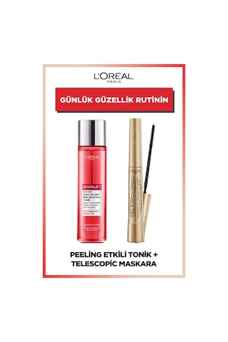 Revitalift %5 Saf Glikolik Asit Peeling Etkili Tonik 180ml & Telescopic Siyah Maskara pktglklktnktlscpcmskr-9293