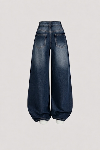 J&kstores Baggy Salaş Pocket Bol Paça Retro Görünümlü Jean Pantolon Yeşil Tint
