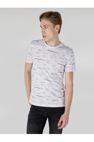 Colin's Colins Regular Fit Bisiklet Yaka Baskılı Beyaz Erkek Kısa Kol Tişört Cl1064698 Beyaz