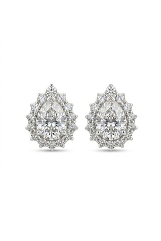 Kadın Damla Moissanite Taş Tasarım Gümüş Küpe