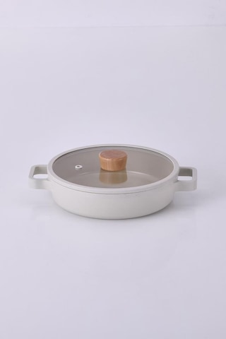 Neoflam Fika Cam Kapaklı Alüminyum Sahan 22cm Bej