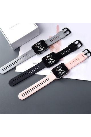 Gündelik Dijital Spor Saatler Led Dijital Ekran Büyük Kare Kadran Ergonomik Tasarım Silikon Bileklik Saat