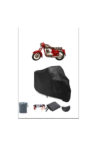 Siyah Jawa Cz 250 Su Geçirmez Dayanıklı Motosiklet Örtüsü Siyah
