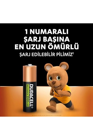 Duracell Şarj Edilebilir Aa Kalem Pil 2'li Paket , 2500 Mah Nimh, Önceden Sarj Edilmiş, Şarj Edilebilir Pilimiz