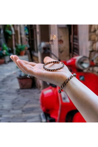 El Yapımı Şık Tasarım Kalın Dövülmüş Saf Bakır Bilezik Bakır Takı Anne-kız Bilekliği Işıklı Kutulu Bakır