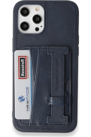 Newface - 701 - iPhone Uyumlu 14 Pro Max Kılıf Hd Deri Kartvizitli Kapak - Csmo-tex - - Mavi
