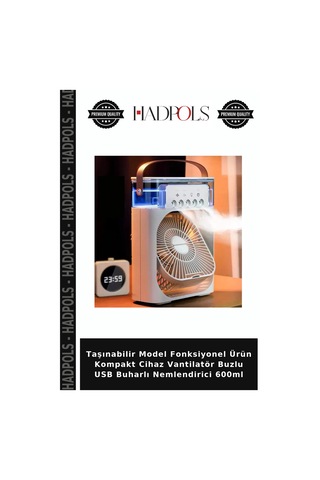 Taşınabilir Model Fonksiyonel Ürün Kompakt Cihaz Vantilatör Buzlu Usb Buharlı Nemlendirici 600ml