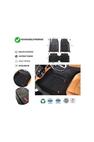 Fiat Doblo 2006 Uyumlu Havuzlu Üniversal Maxi Paspas Siyah