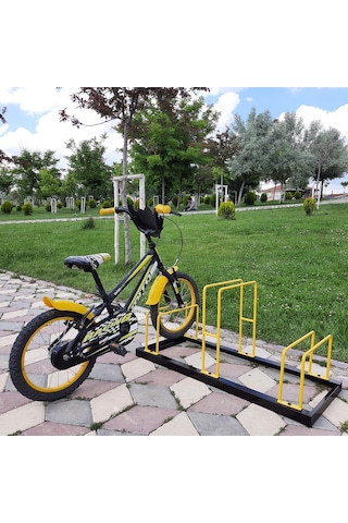 Bisiklet Park Yeri Bisiklet Bağlama Demiri 3'Lü Sarı - Siyah