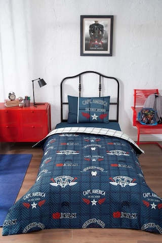 Özdilek Avengers Heroes Tek Kişilik Kapitone Çocuk Nevresim Takımı Mavi