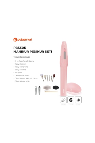 Polosmart PBS505 Manikür Pedikür Seti Pembe