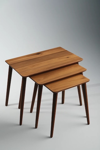 İstanbul 3'lü Zigon Sehpa %100 Mdf Ceviz/urartu