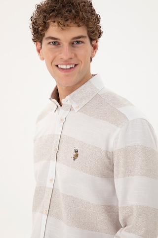 U.s. Polo Assn. Erkek Taş Gömlek Desenli 50291249-vr049 Taş