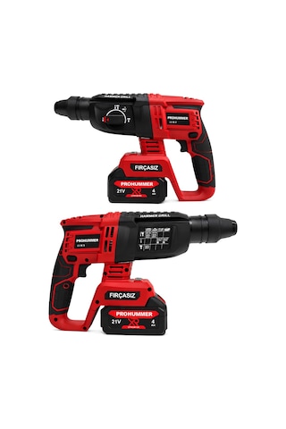 Prohummer Ph338 Profesyonel Kömürsüz Akülü Kırmızı 6lı Set - 21v 4ah Kırıcı Delici, Somun Sıkma, Vidalama, Avuç Taşlama, Dal Budama Makası, Dal Testeresi