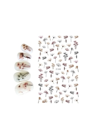 Misyul 5d Tırnak Sticker Yapışkanı Karışık Renkli Çiçek Desenleri Mıs-3836