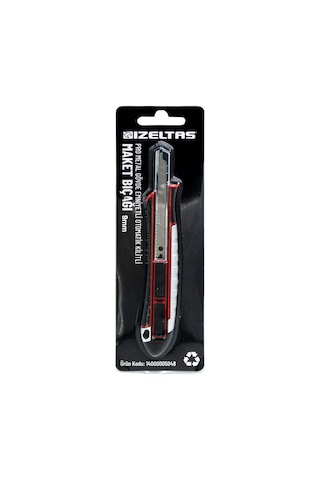 İzeltaş Pro Metal Gövde Emniyetli Otomatik Kilitli Dar Maket Bıçağı 9 MM