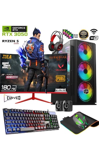 Apphirex TC66X R5-5500 32 GB 1 TB M.2 RTX3050 6 GB 24'' W10P Masaüstü Oyuncu Bilgisayarı