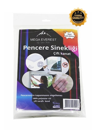 100x150cm Çift Kanat Pencere Sinekliği %100 Polyester Tül & Çift Taraflı Bant Hediyeli Beyaz