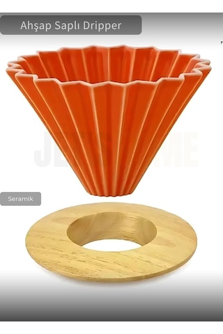Ahşap Kahve Demleme Standı Dripper Turuncu