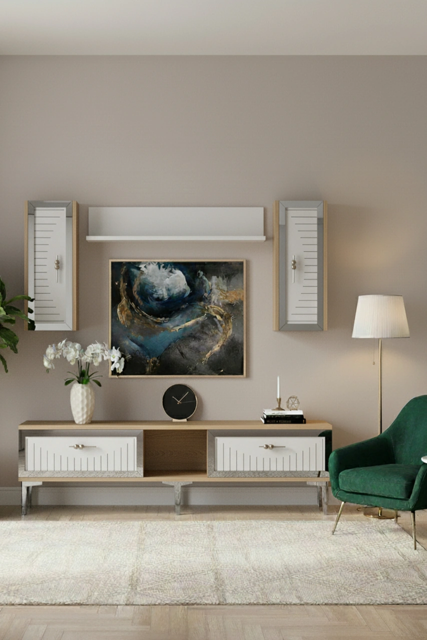 Tvr1501dbs - Tuna150 Tv Ünitesi Safirmeşe-beyaz Sılver 150cm Safirmeşe-beyaz-gümüş