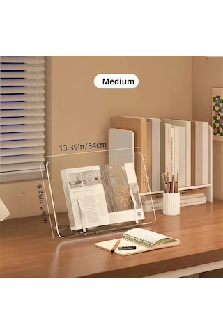 Topshop1 1 Adet Şeffaf Akrilik Kitap Standı 34 Cm X 24 Cm Ayarlanabilir Masaüstü Okuma Tutucu İpad Uyumlu Destek