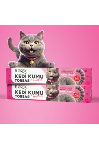 140 Adet Kedi - Evcil Hayvan Kumu Torbası Pratik Pudra Kokulu Büzgülü - Extra Güçlü 82x50cm 50001