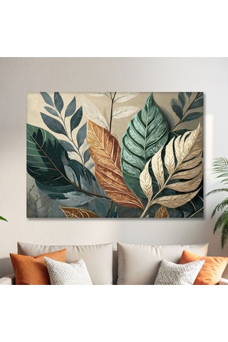 Büyük Yapraklar Kanvas Tablo - Modern Duvar Tablosu - Canvas Tablo - Duvar Dekorasyonu - Duvar Süsü