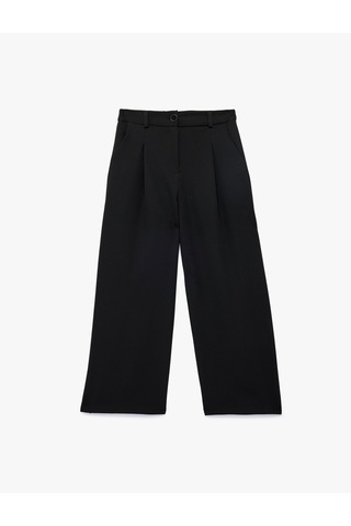 Koton Beli Ayarlanabilir Lastikli Cepli Geniş Paça Pantolon Siyah 6skg40126aw
