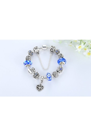 Yeni Moda Charm Bilelik Mavi Queen Charmlı+ Sevgililer Günü