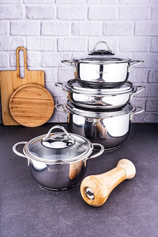 Harmony 8 Parça Çelik Tencere Seti Gümüş