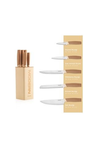 Schafer Forge Bloklu Bıçak Seti 6 Parça-krem