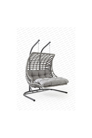 Gardenya Bahçe Capri Swing Bodrum Double Rattan Bahçe Ve Balkon Salıncağı Gri
