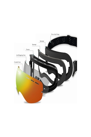 Çift Katmanlı Anti-Sis Özellikli UV Snowboard Kayak Gözlüğü