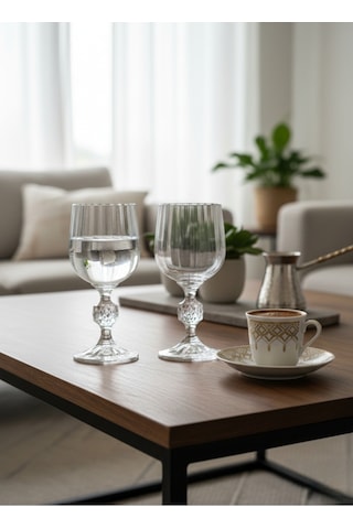 Kristal Optikli Kahve Yanı Su Bardağı 150 Ml Beyaz