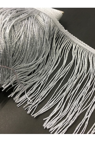 Püskül Saçak Gümüş Simli Beyaz 30 Cm 1 Metre