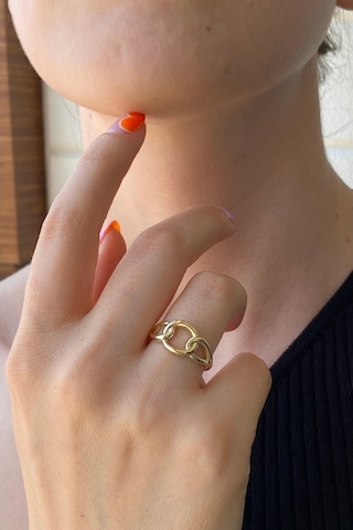 Zümrüt Sarraf 14 Ayar Yeşil Altın Kadın Zincir Detay Yüzük 553891741