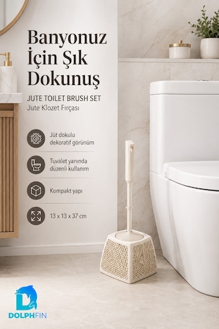 Jute Klozet Fırçası Wc Tuvalet Banyo Temizlik Fırçası Hazneli Dekoratif Çok renkli