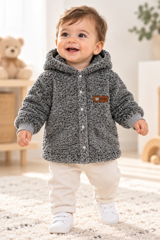 Beniizle Kapüşonlu Unisex Welsoft Yumuşak Dokulu Çıtçıtlı Kışlık Bebek Hırkası Antrasit