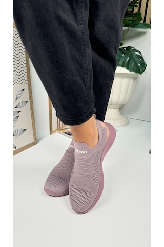 Günlük Unisex Sneaker Slip-on Nefes Alabilen Hafif Yürüyüş Bağcıksız Esnek Spor Ayakkabı 041f Lila