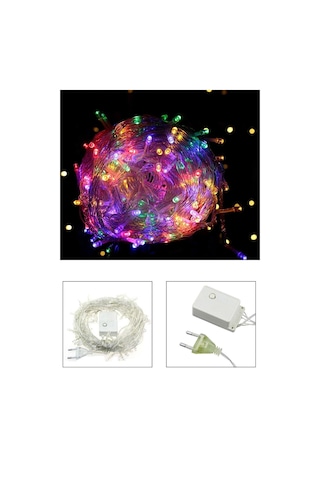 10 Metre 100 Ledli 8 Fonksiyonlu Yılbaşı Süsü Dekor Led Işık Çok Renkli