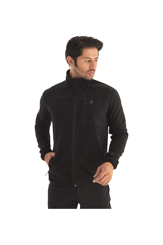 Crozwise Tam Fermuarlı Polar Erkek Sweatshirt 6037-0001 Siyah