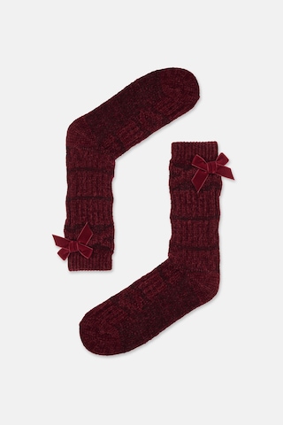 Suwen Fluffy Velvet Ribbon Soket Çorap Wss12010288102 Bordo