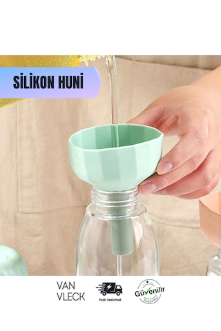 Mini Silikon Gıda Hunisi Süzgeçli Küçük Mutfak Hunisi, Sıvı & Kuru Gıda Aktarıcı Çok Renkli