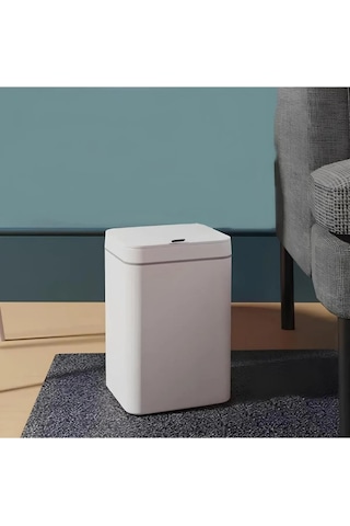 Sensörlü Otomatik Plastik Çöp Kovası 12 Litre + Deterjan Hazneli Silikon Klozet Fırçası Beyaz