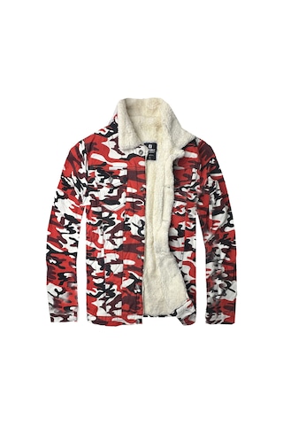 Alaska The Last Frontier R.lion Slim Fit Kürklü Kot Mont Premium Denim Kırmızı Kamufulaj Kırmızı