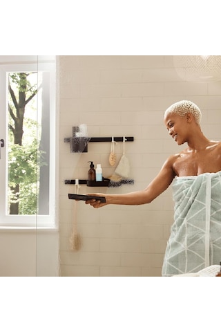 Hansgrohe Wallstoris - Duş Çekçeki, Duş, Cam Çekçeki, Pencere Çekçeki, Delmeden Banyo Aksesuarı, Mat Beyaz Çok Renkli
