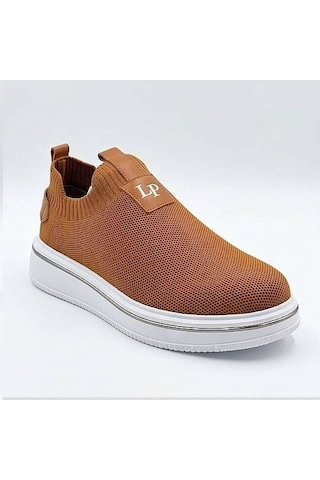 Daytex 1111 Erkek Slip-on - Full Triko Örgü Sportif Kalın Eva Taban Sneaker Taba