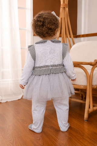 Babyhola Özel Tasarım Kız Bebek Etekli Tulum Quenn Collection Yenidoğan Bebek Hediyesi 14030 Gri