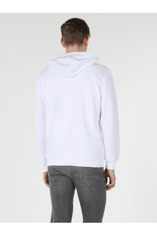 Colins Regular Fit Kapüşonlu Baskılı Beyaz Erkek Sweatshirt Cl1057312 Beyaz
